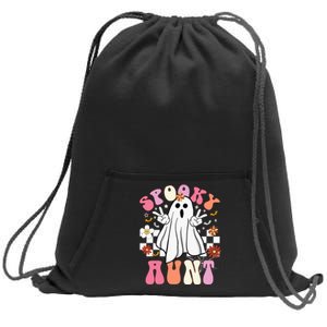 Spooky Aunt Floral Ghost Hippie Halloween Spooky Family Sweatshirt Cinch Pack Bag