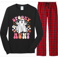 Spooky Aunt Floral Ghost Hippie Halloween Spooky Family Long Sleeve Pajama Set