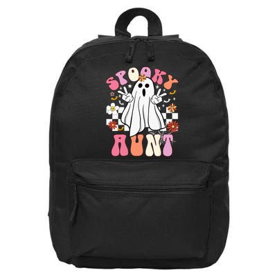 Spooky Aunt Floral Ghost Hippie Halloween Spooky Family 16 in Basic Backpack