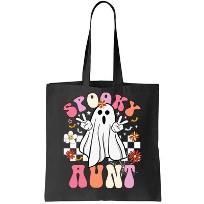 Spooky Aunt Floral Ghost Hippie Halloween Spooky Family Tote Bag