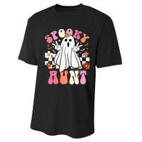 Spooky Aunt Floral Ghost Hippie Halloween Spooky Family Performance Sprint T-Shirt