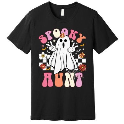 Spooky Aunt Floral Ghost Hippie Halloween Spooky Family Premium T-Shirt