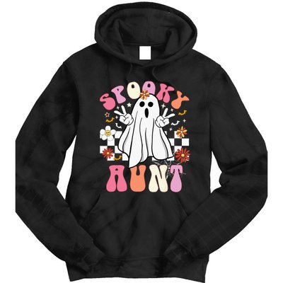 Spooky Aunt Floral Ghost Hippie Halloween Spooky Family Tie Dye Hoodie