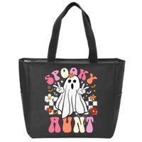 Spooky Aunt Floral Ghost Hippie Halloween Spooky Family Zip Tote Bag