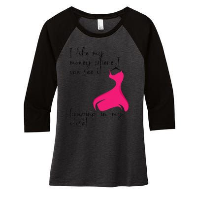 Shopping Addict Fashion Girl Pink Dress Money In The Closet Women's Tri-Blend 3/4-Sleeve Raglan Shirt