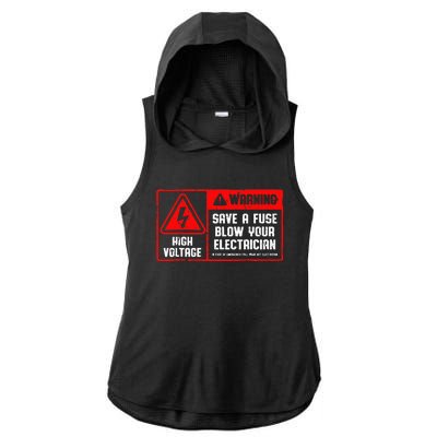 Save A Fuse Blow Your Electrician Lineman Ladies PosiCharge Tri-Blend Wicking Draft Hoodie Tank