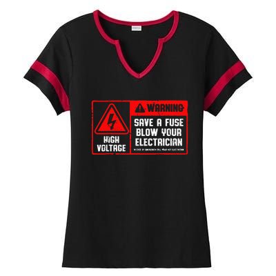 Save A Fuse Blow Your Electrician Lineman Ladies Halftime Notch Neck Tee