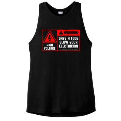 Save A Fuse Blow Your Electrician Lineman Ladies PosiCharge Tri-Blend Wicking Tank