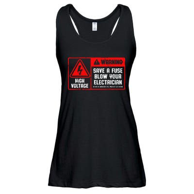 Save A Fuse Blow Your Electrician Lineman Ladies Essential Flowy Tank