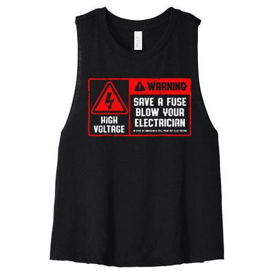 Save A Fuse Blow Your Electrician Lineman Women's Racerback Cropped Tank