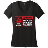 Save A Fuse Blow Your Electrician Lineman Women's V-Neck T-Shirt