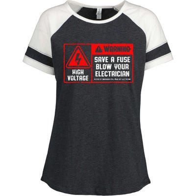 Save A Fuse Blow Your Electrician Lineman Enza Ladies Jersey Colorblock Tee