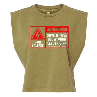 Save A Fuse Blow Your Electrician Lineman Garment-Dyed Women's Muscle Tee