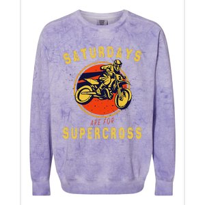 Saturdays Are For Supercross Dirt Bike Mx Racing Biker Colorblast Crewneck Sweatshirt