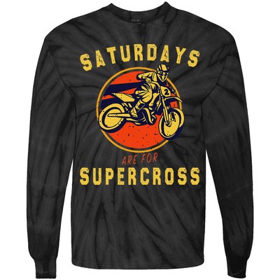 Saturdays Are For Supercross Dirt Bike Mx Racing Biker Tie-Dye Long Sleeve Shirt