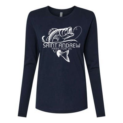 St Andrew Fishing Saint Of Fisherman Catholic Saint Womens Cotton Relaxed Long Sleeve T-Shirt