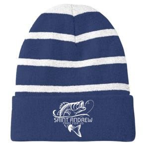 St Andrew Fishing Saint Of Fisherman Catholic Saint Striped Beanie with Solid Band