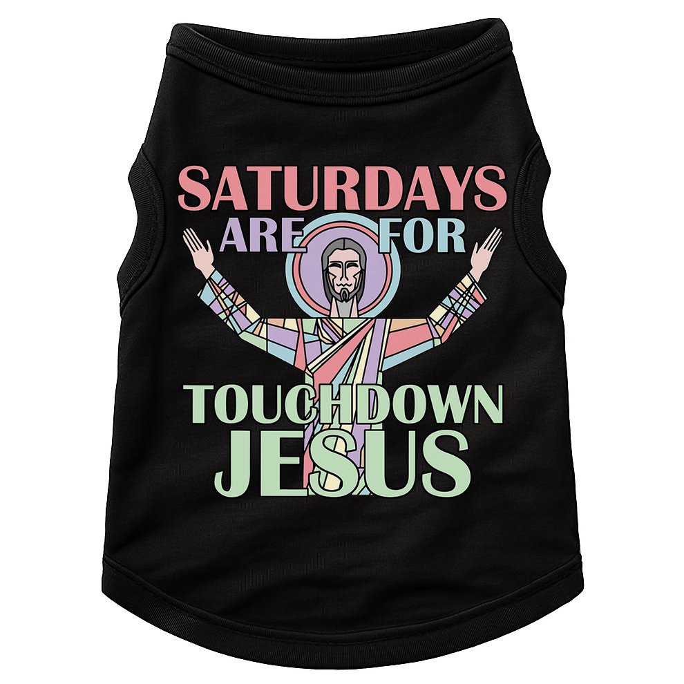 Saturdays Are For Touchdown Jesus Christian Doggie Tank
