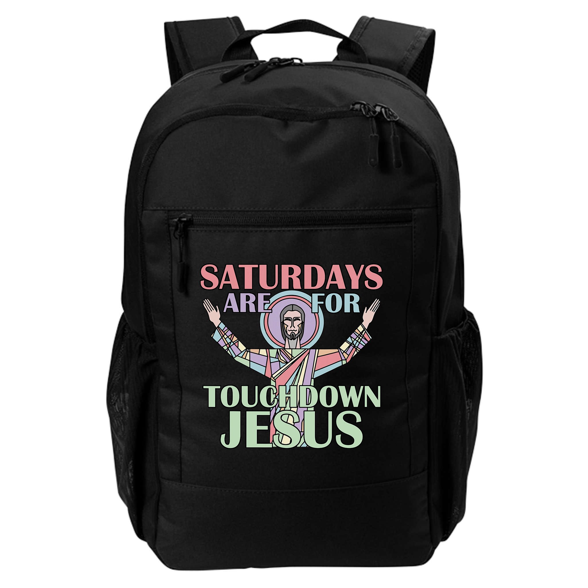 Saturdays Are For Touchdown Jesus Christian Backpack