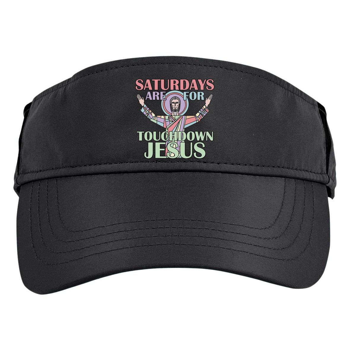 Saturdays Are For Touchdown Jesus Christian Adult Drive Performance Visor