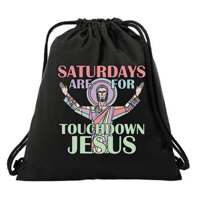 Saturdays Are For Touchdown Jesus Christian Drawstring Bag