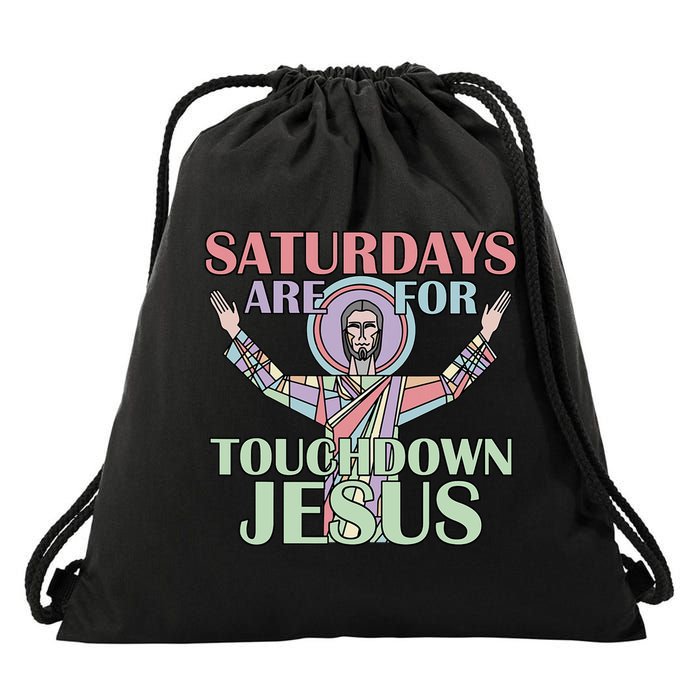 Saturdays Are For Touchdown Jesus Christian Drawstring Bag