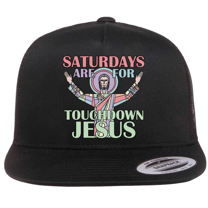 Saturdays Are For Touchdown Jesus Christian Flat Bill Trucker Hat
