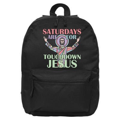 Saturdays Are For Touchdown Jesus Christian 16 in Basic Backpack