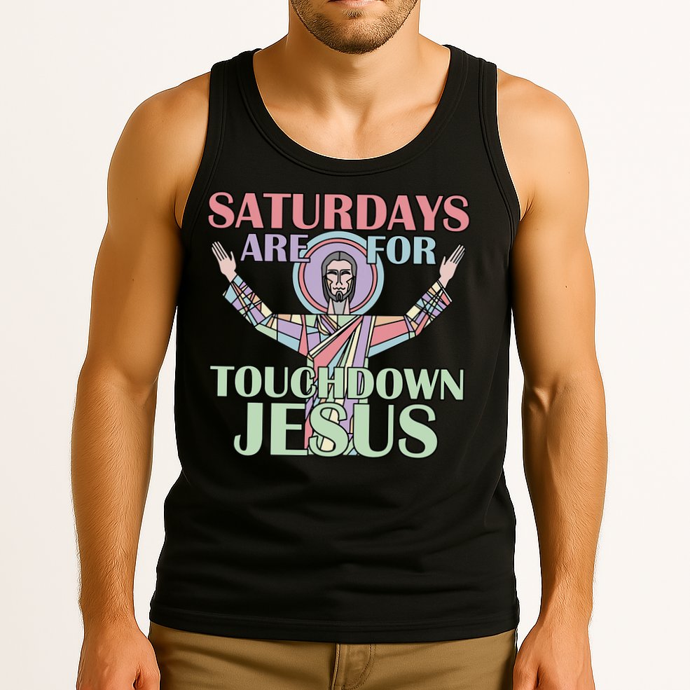 Saturdays Are For Touchdown Jesus Christian Tank Top