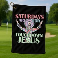 Saturdays Are For Touchdown Jesus Christian Golf Towel