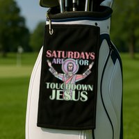 Saturdays Are For Touchdown Jesus Christian Golf Towel