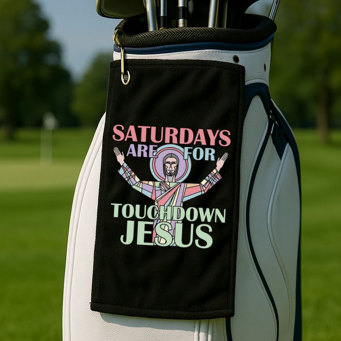 Saturdays Are For Touchdown Jesus Christian Golf Towel