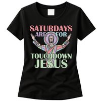 Saturdays Are For Touchdown Jesus Christian Womens T-Shirt