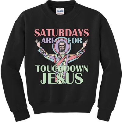 Saturdays Are For Touchdown Jesus Christian Kids Sweatshirt