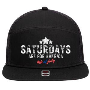 Saturdays Are For America 4th Of July 7 Panel Mesh Trucker Snapback Hat