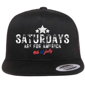 Saturdays Are For America 4th Of July Flat Bill Trucker Hat