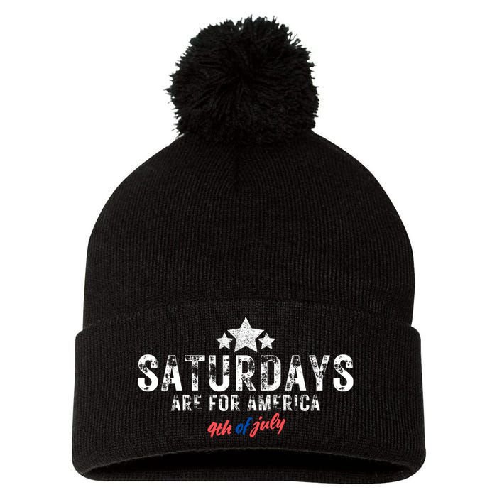 Saturdays Are For America 4th Of July Pom Pom 12in Knit Beanie