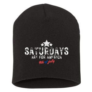 Saturdays Are For America 4th Of July Short Acrylic Beanie