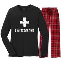 Switzerland Apparel For Swiss Retro Vintage Design Lover Women's Long Sleeve Flannel Pajama Set 