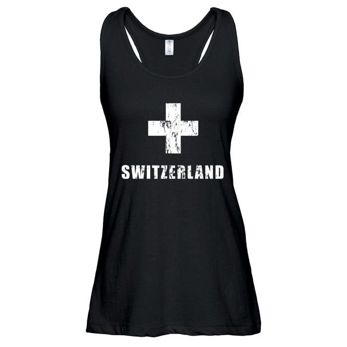 Switzerland Apparel For Swiss Retro Vintage Design Lover Ladies Essential Flowy Tank