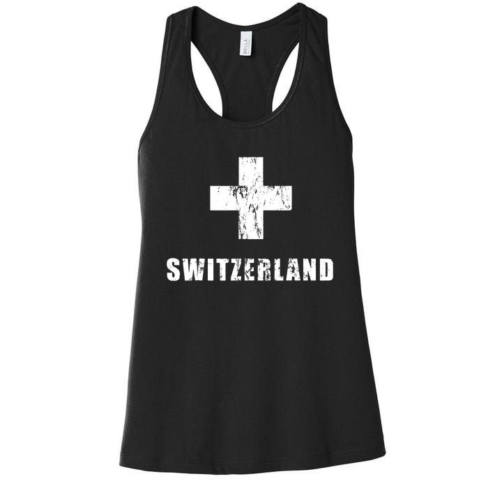 Switzerland Apparel For Swiss Retro Vintage Design Lover Women's Racerback Tank