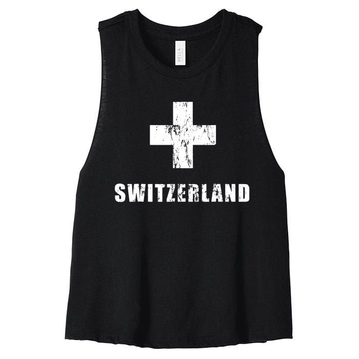 Switzerland Apparel For Swiss Retro Vintage Design Lover Women's Racerback Cropped Tank