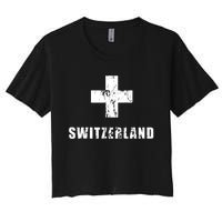 Switzerland Apparel For Swiss Retro Vintage Design Lover Women's Crop Top Tee