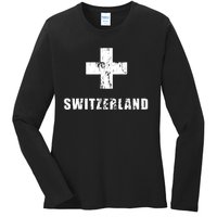 Switzerland Apparel For Swiss Retro Vintage Design Lover Ladies Long Sleeve Shirt