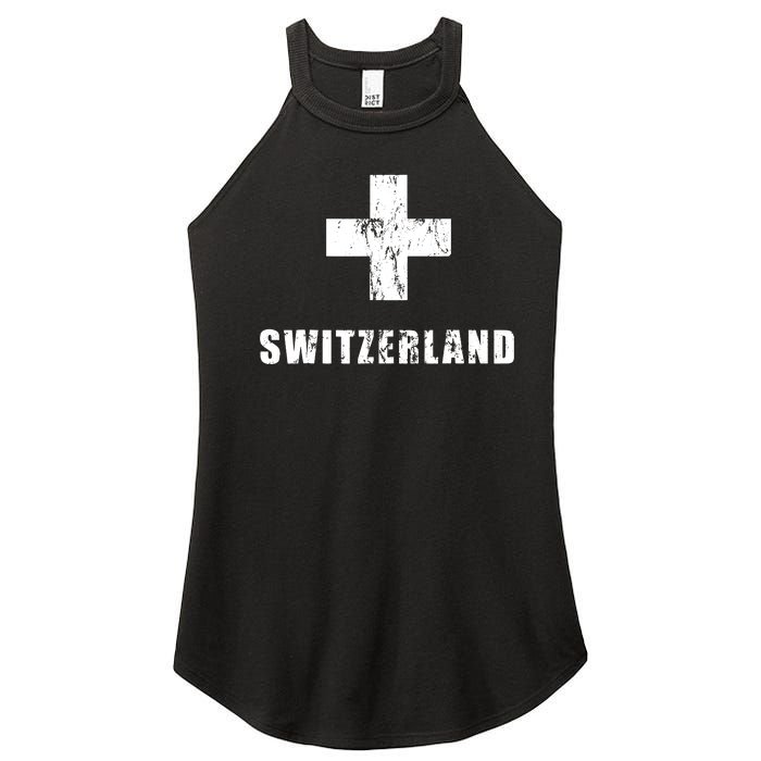 Switzerland Apparel For Swiss Retro Vintage Design Lover Women's Perfect Tri Rocker Tank