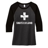 Switzerland Apparel For Swiss Retro Vintage Design Lover Women's Tri-Blend 3/4-Sleeve Raglan Shirt