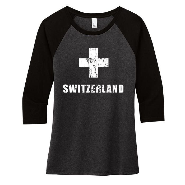 Switzerland Apparel For Swiss Retro Vintage Design Lover Women's Tri-Blend 3/4-Sleeve Raglan Shirt