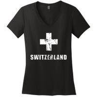 Switzerland Apparel For Swiss Retro Vintage Design Lover Women's V-Neck T-Shirt