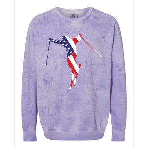 Skiing American Flag Skiing Lover Gift For Skier Colorblast Crewneck Sweatshirt