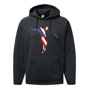 Skiing American Flag Skiing Lover Gift For Skier Performance Fleece Hoodie